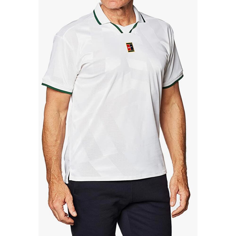 NWT Nike Men's Dri Fit WhiteTennis Court Breather Slam Polo Shirt MED
